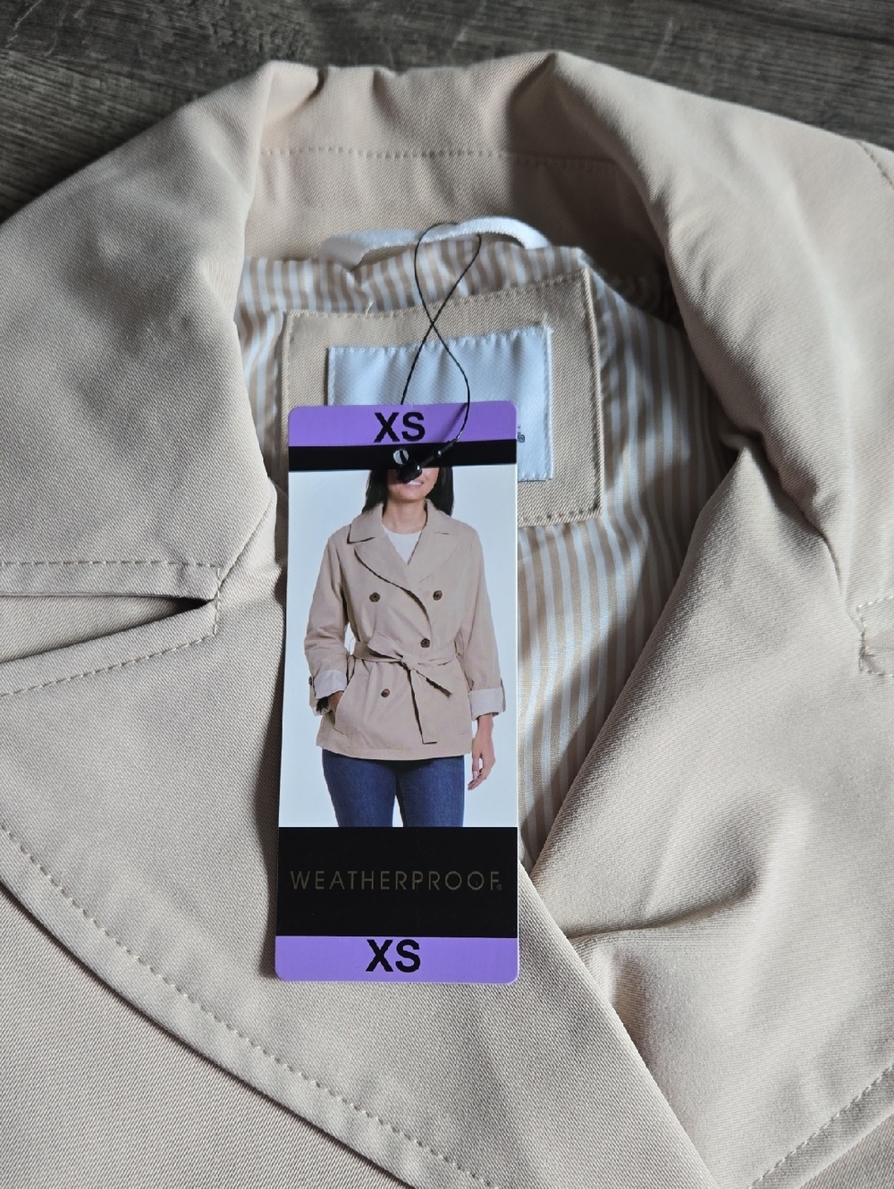 Weatherproof Women’s Beige Double-Breasted Trench Coat